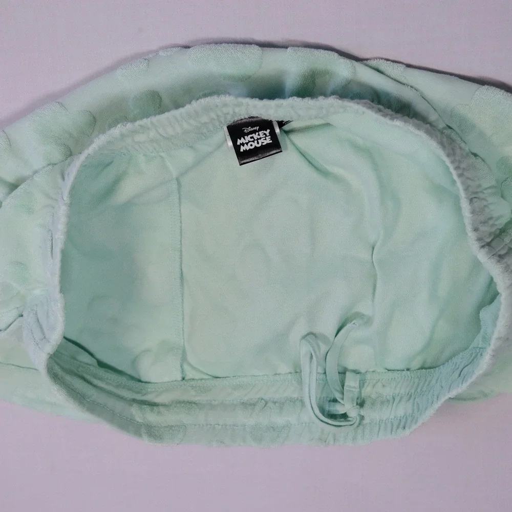 Disney Mickey Mouse Skirt Women M Mint Green Terry Cloth Embossed Mini Skirt